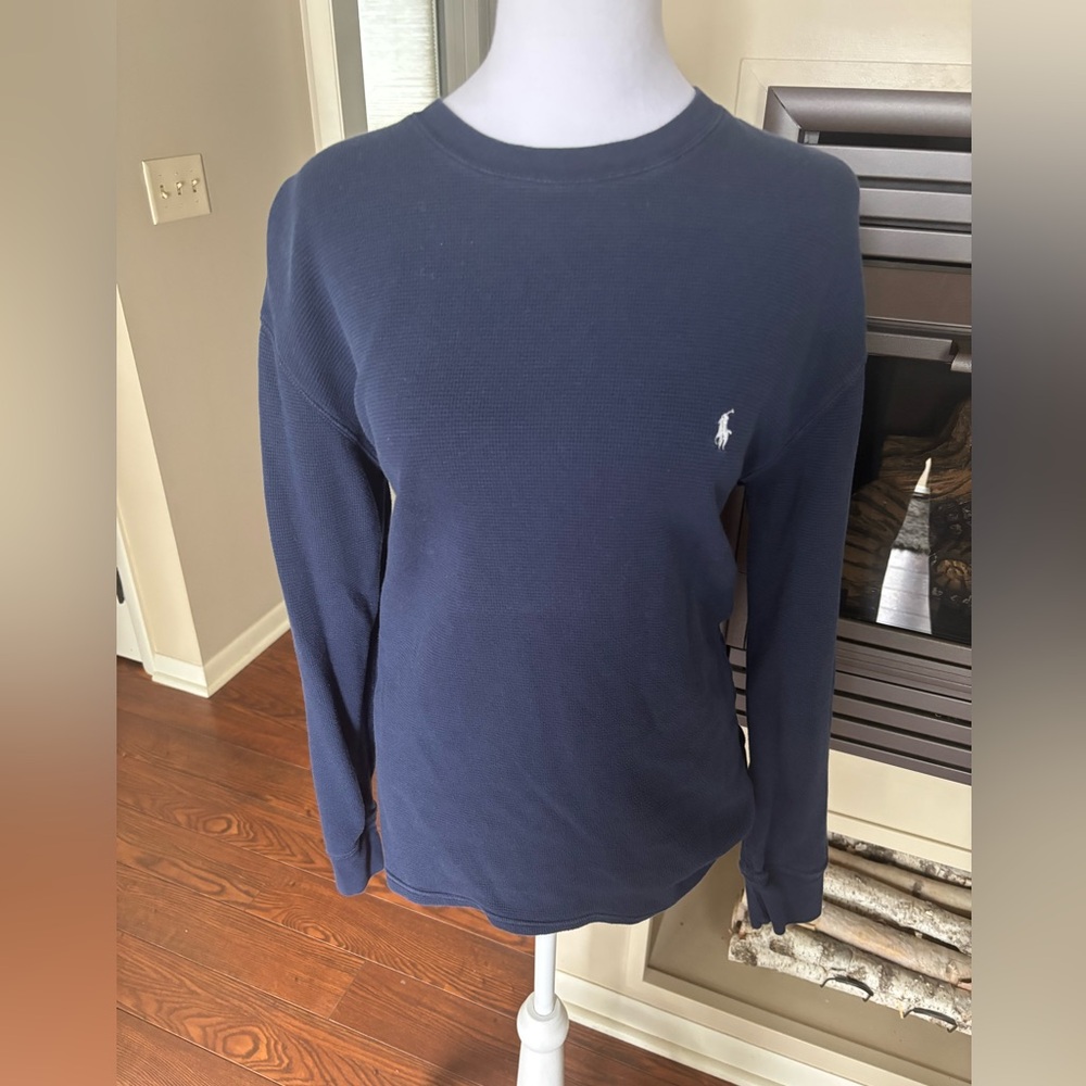 Polo by Ralph Lauren Men's Dark Blue waffle Long Sleeve Tee